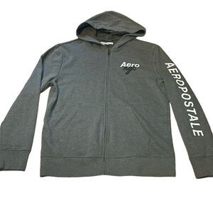 Aeropostale Grey Zip Hoodie, Large